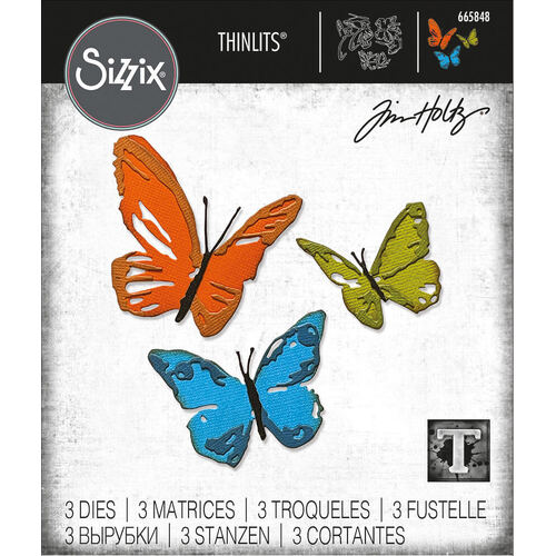 Sizzix Thinlits Die Set 3Pk - Brushstroke Butterflies by Tim Holtz 665848