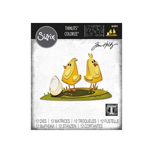 Thinlits Die Set 12PK Papercut Chicks Colorize by Tim Holtz