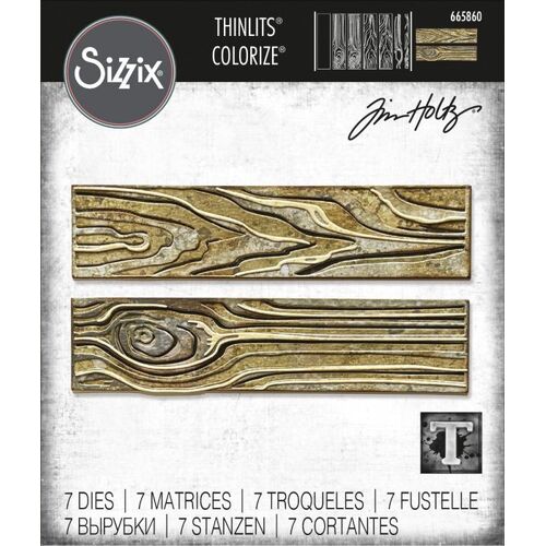 Thinlits Die Set 7PK Woodgrain Colorize by Tim Holtz