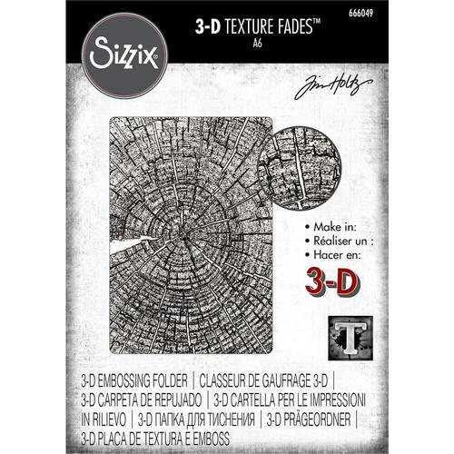 Sizzix 3-D Texture Fades Embossing Folder - Tree Rings by Tim Holtz 666049