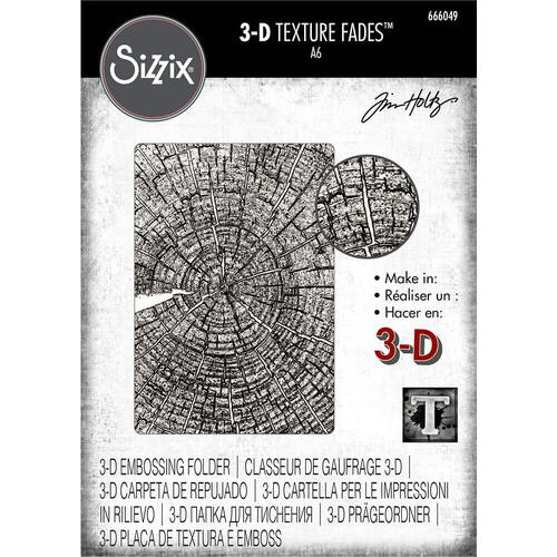 Sizzix 3-D Texture Fades Embossing Folder - Tree Rings by Tim Holtz 666049