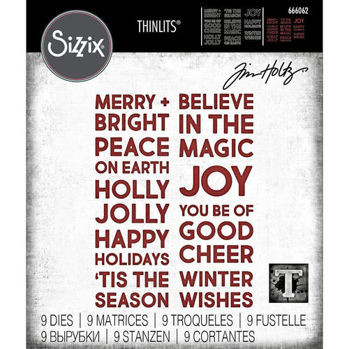 Sizzix Thinlits Die Set 9PK - Bold Text, Christmas by Tim Holtz 666062