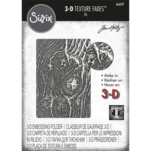 Sizzix 3-D Texture Fades Embossing Folder - Woodgrain by Tim Holtz 666297