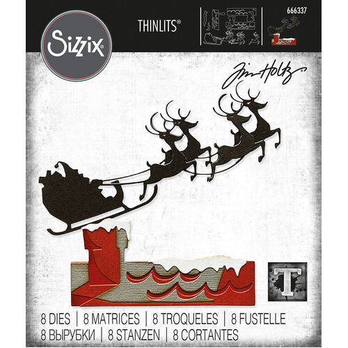 Sizzix Thinlits Die Set 8Pk - Reindeer Sleigh by Tim Holtz 666337