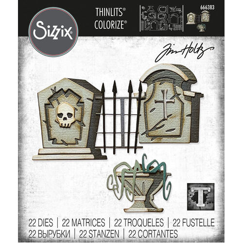 SIZZIX Thinlits Die Set 22PK - Graveyard, Colorize by Tim Holtz