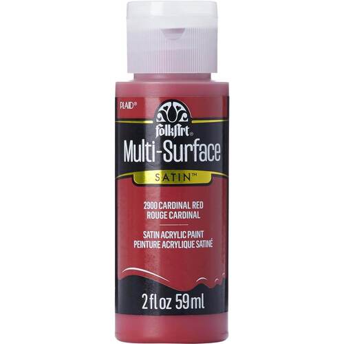 Plaid FolkArt Multi-Surface Satin Acrylic Paint 2oz - Cardinal Red