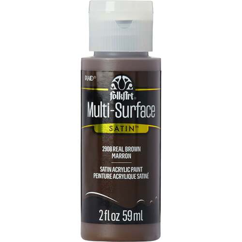 Plaid FolkArt Multi-Surface Satin Acrylic Paint 2oz - Real Brown