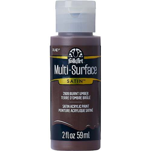 Plaid FolkArt Multi-Surface Satin Acrylic Paint 2oz - Burnt Umber