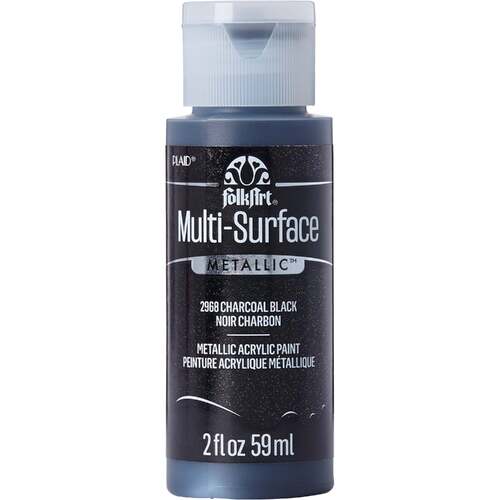 Plaid FolkArt Multi-Surface 2oz - Metallic Charcoal Black