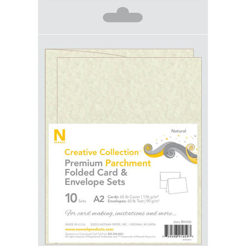 Neenah A2 Heavy Weight Cards & Envelopes 10/Pkg - Natural Parchment 91059