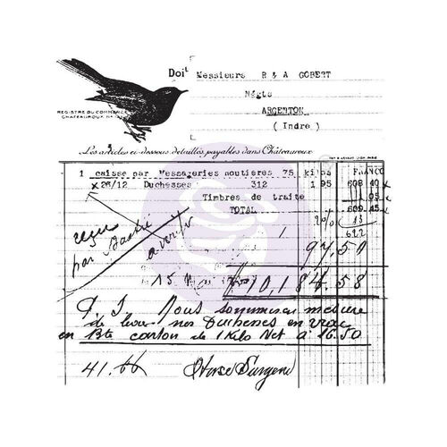 Finnabair Clear Stamp 2.5"X2.5" - Old Receipt 966980