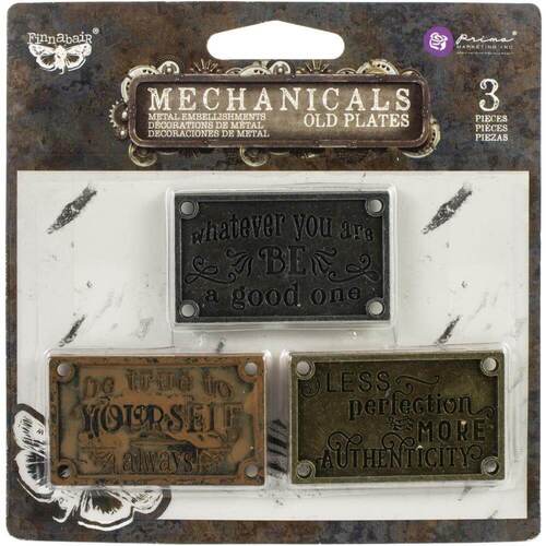 Finnabair Mechanicals METAL EMBELLISHMENTS- Old Plates 3/Pkg