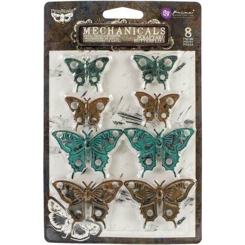 Finnabair Mechanicals METAL EMBELLISHMENTS- Scrapyard Butterflies 8/Pkg