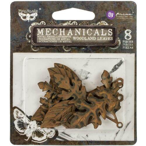 Finnabair Mechanicals METAL EMBELLISHMENTS- Woodland Leaves 8/Pkg