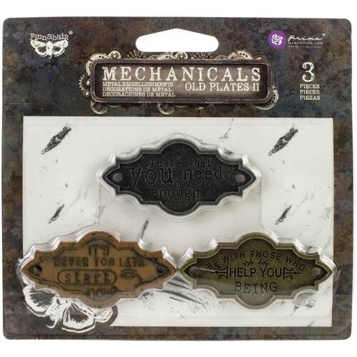 Finnabair Mechanicals METAL EMBELLISHMENTS- Old Plates II 3/Pkg