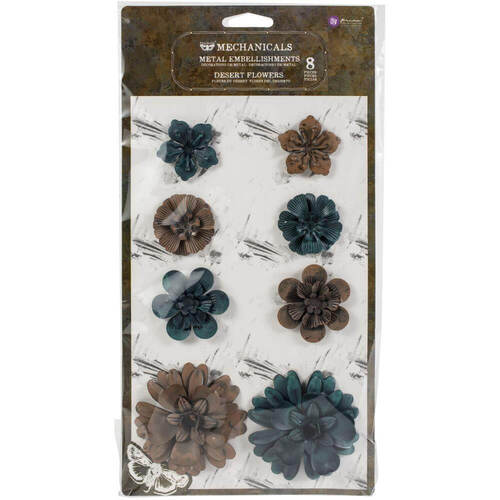 Finnabair Mechanicals METAL EMBELLISHMENTS- Desert Flowers, 8/Pkg