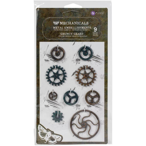 Finnabair Mechanicals METAL EMBELLISHMENTS- Grungy Gears, 9/Pkg