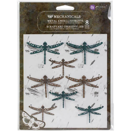Finnabair Mechanicals METAL EMBELLISHMENTS- Scrapyard Dragonflies, 8/Pkg