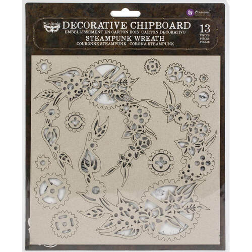 Finnabair Decorative Chipboard - Steampunk Wreath, 13/Pkg