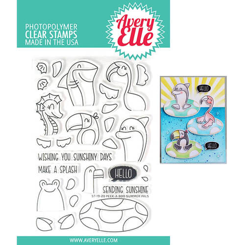 Avery Elle Clear Stamp - Peek-A-Boo Summer Pals AE1920