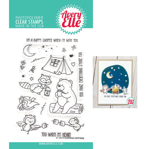 Avery Elle Clear Stamp - Camping Critters AE2014