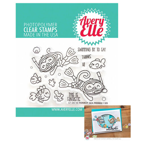 Avery Elle Clear Stamp - Monkey Sea Monkey Do AE2018