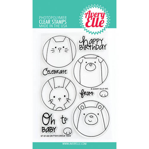 Avery Elle Clear Stamp - Critter Circle Tags AE2123