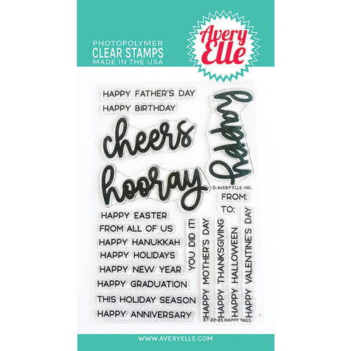 Avery Elle Clear Stamp - Happy Tags AE2225