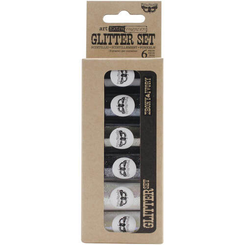 Finnabair Art Extravagance Glitter 6g 6/Pkg - Ebony & Ivory (Discontinued)