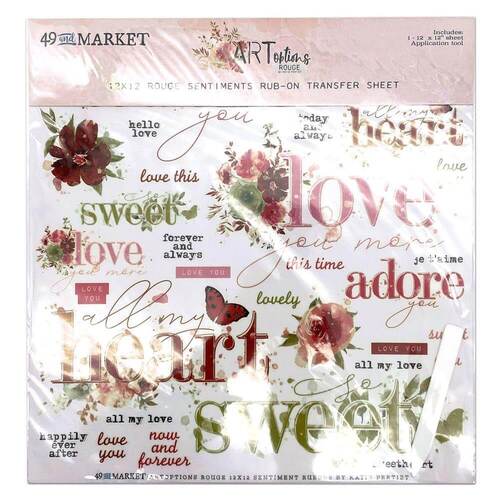 49 And Market - ARToptions Rouge Rub-Ons 12"X12" (1/Sheet) - Sentiments