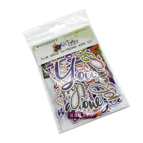 49 And Market - ARToptions Plum Grove Chipboard Word Set