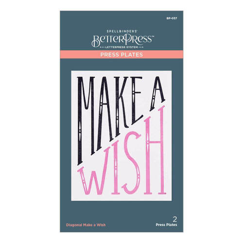 Spellbinders BetterPress Letterpress System Press Plates - Diagonal Make A Wish (2/Pkg) BP037