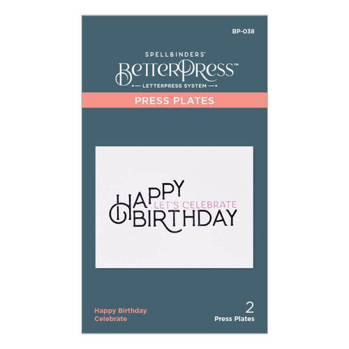 Spellbinders BetterPress Letterpress System Press Plates - Happy Birthday Celebrate (2/Pkg) BP038