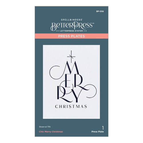 Spellbinders BetterPress Letterpress System Press Plates - Chic Merry Christmas BP056