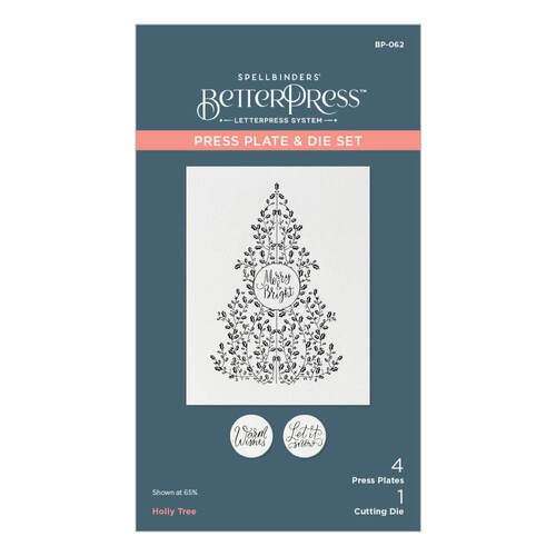 Spellbinders BetterPress Letterpress System Press Plates & Dies - Holly Tree BP062