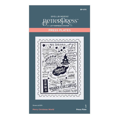 Spellbinders BetterPress Letterpress System Press Plates - Merry Christmas World BP070