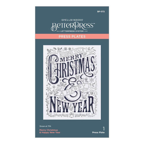 Spellbinders BetterPress Letterpress System Press Plates - Merry Christmas & Happy New Year BP072