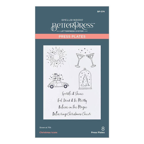 Spellbinders BetterPress Letterpress System Press Plates - Christmas Icons BP074
