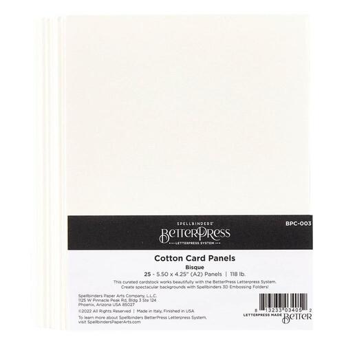 Spellbinders BetterPress Letterpress A2 Cotton Card Panels - Bisque (25/Sheets) BPC003