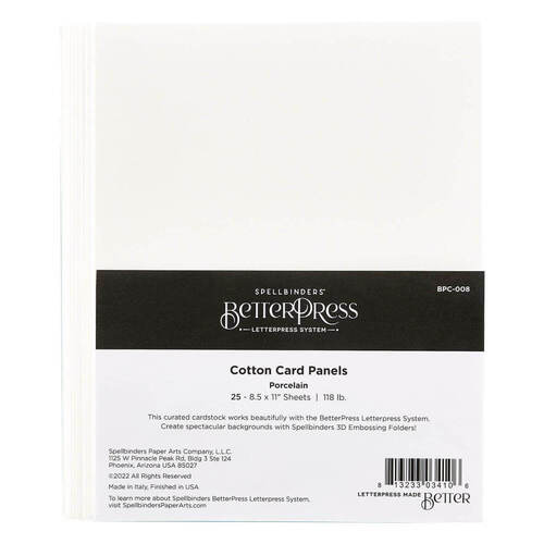 Spellbinders BetterPress Letterpress 8.5"x11" Cotton Sheets - Porcelain (25/Sheet) BPC008