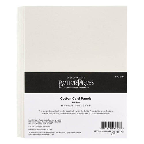 Spellbinders BetterPress Letterpress 8.5"x11" Cotton Sheets - Pebble (25/Sheets) BPC010