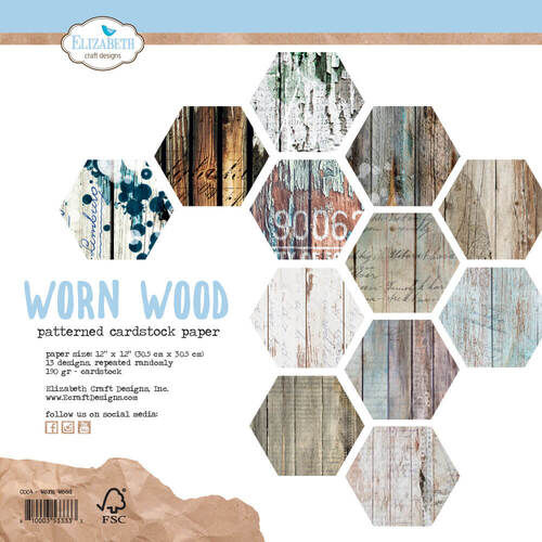 Elizabeth Craft Designs 12" x 12" Cardstock - Worn Wood C004