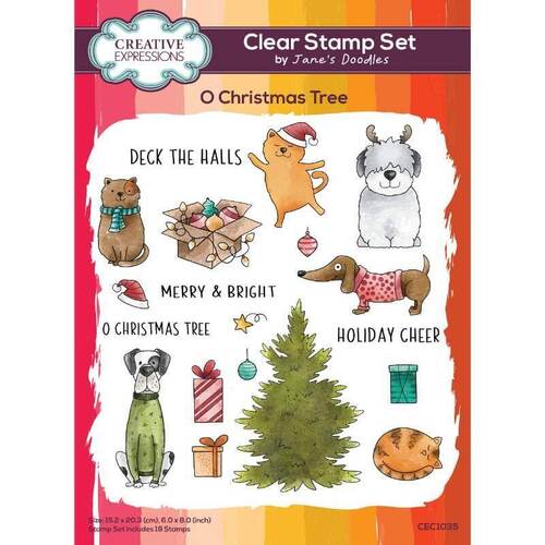 Creative Expressions Clear Stamps by Jane's Doodles - O Christmas Tree (6in x 8in)