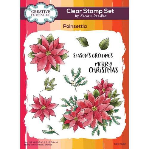 Creative Expressions Clear Stamps by Jane's Doodles- Poinsettia (6in x 8in)