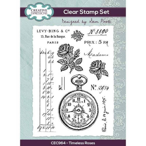 Creative Expressions Clear Stamps 6" x 8" - Timeless Roses (by Sam Poole)