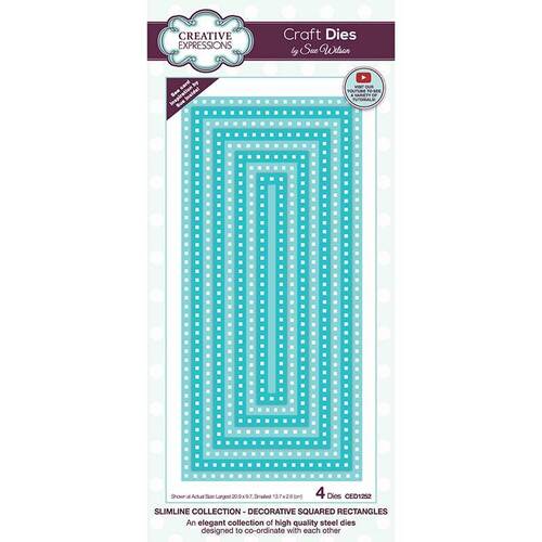 Creative Expressions Craft Dies - Slimline-Decorative Squared Rectangles (By Sue Wilson)