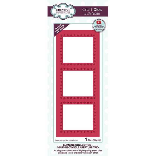 Creative Expressions Dies - Slimline Stars Rectangle Aperture Trio (by Sue Wilson)