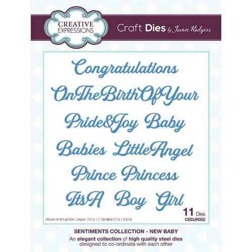 Creative Expressions Craft Dies - Sentiments Collection: New Baby (by Jamie Rodgers)