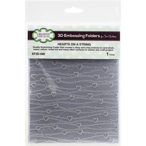 Creative Expressions 3D Embossing Folder 5.75"X7.5" - Hearts On A String