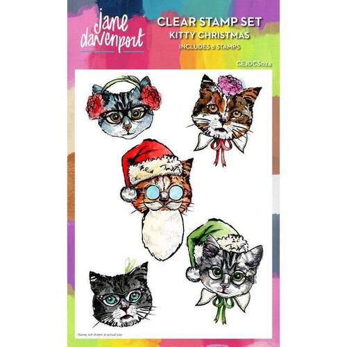 Creative Expressions Clear Stamps by Jane Davenport - Kitty Christmas (6in x 8in)